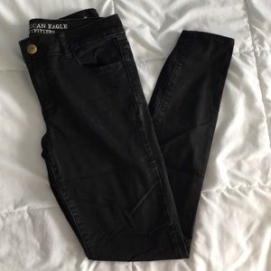 American Eagle Black Sateen Jeggings